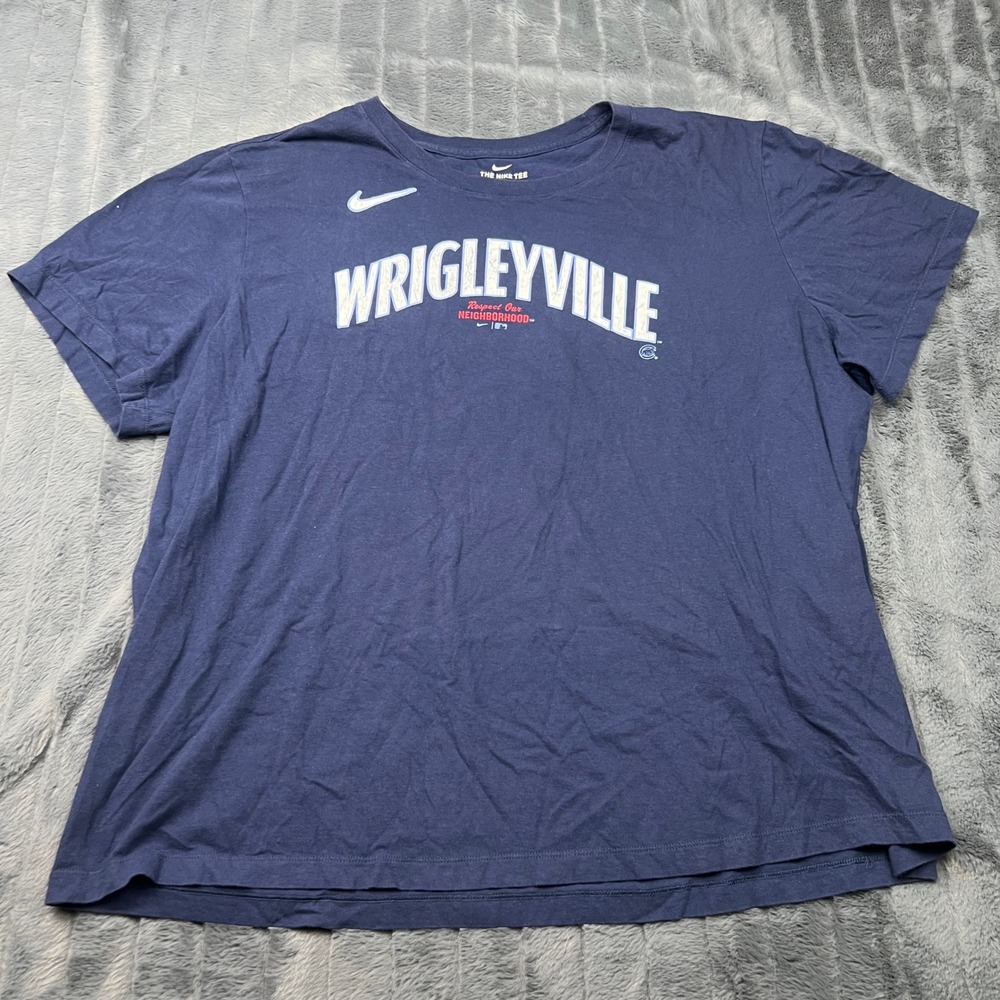 Nike MLB Chicago Cubs Wrigleyville City Connect Navy Blue Graphic T-Shirt 3XL